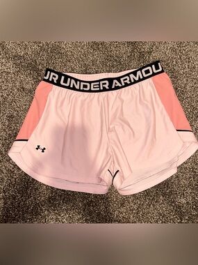 Under Armour Light Pink Athletic Shorts with Black Waistband